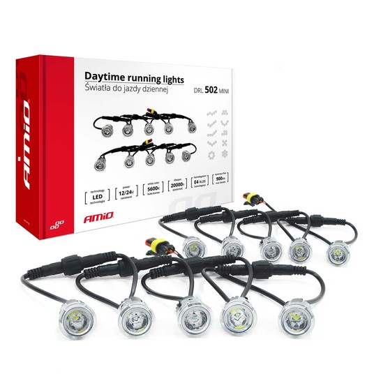 Światła do jazdy dziennej AMiO DRL 502 mini AMIO-01521 -zdjęcie numer 1