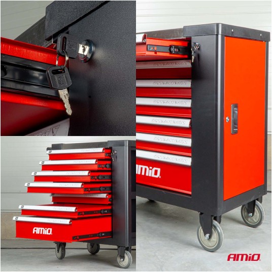 Szafka warsztatowa z zestawem narzędzi 258szt. 840x460x870mm AMIO-04892 -zdjęcie numer 10