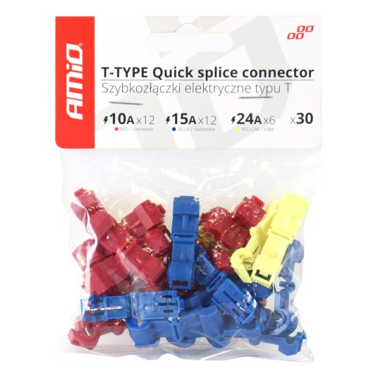 Szybkozłączki elektryczne konektory Typ-T 30 szt. mix AMIO-02347 -zdjęcie numer 1