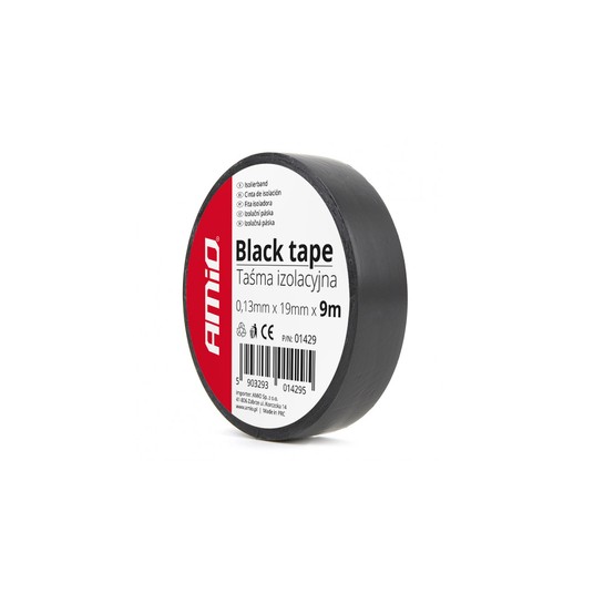 Taśma izolacyjna, czarna 19mm x 9m (12 szt w opako -zdjęcie numer 1