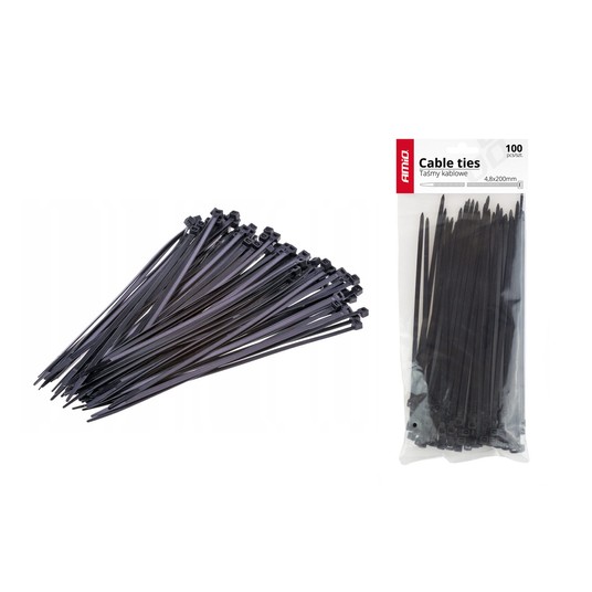 Taśmy opaski kablowe czarne 3,6x150mm - 100 szt. -zdjęcie numer 1