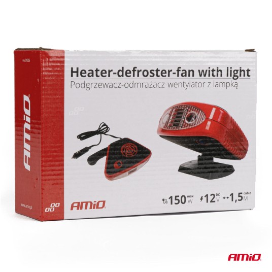 Termowentylator dmuchawa nagrzewnica z lampką 12V AMIO-01326 -zdjęcie numer 2