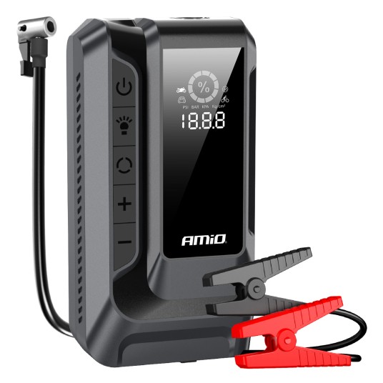 Urządzenie rozruchowe 4w1 booster powerbank kompresor latarka LED 12V 12Ah 1600A AMIO-04677 -zdjęcie numer 1