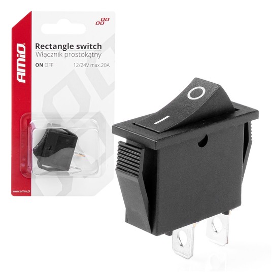 Włącznik przełącznik prostokątny ON OFF 12V AMIO-03081 -zdjęcie numer 1
