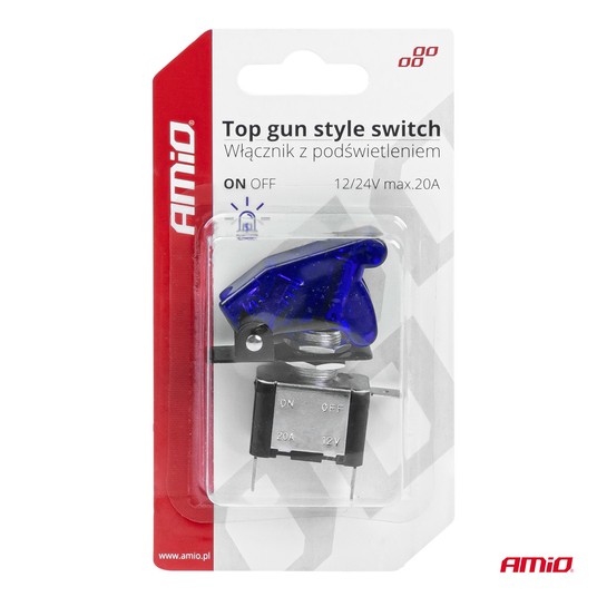 Włącznik przełącznik TOP GUN podświetlenie niebieskie AMIO-03096 -zdjęcie numer 2