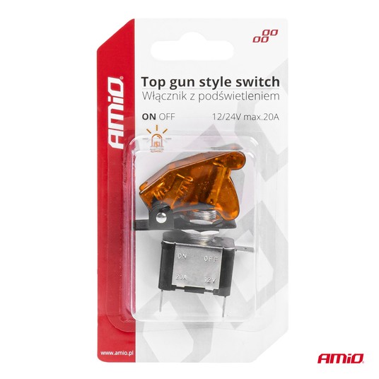 Włącznik z pomarańczowym podświetleniem Top Gun ON OFF AMIO-03094 -zdjęcie numer 2