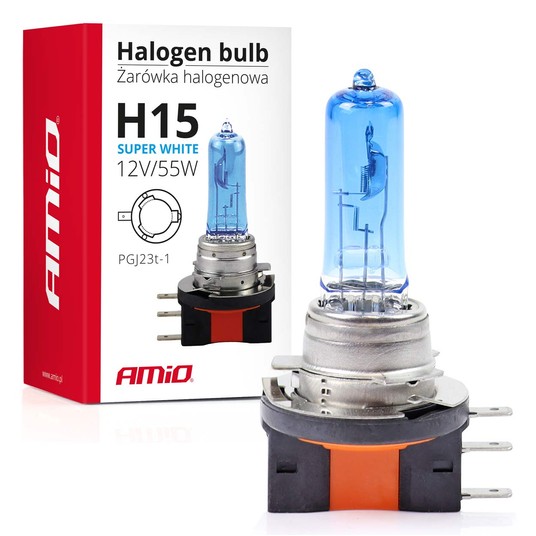 Żarówka halogenowa H15 12V 55W Super White AMIO-01492 -zdjęcie numer 1