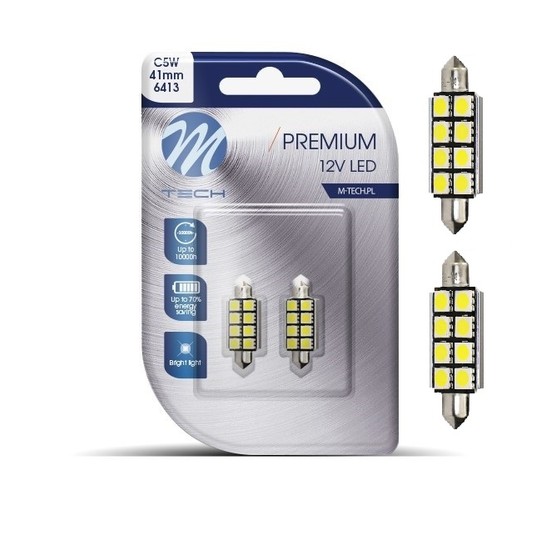 Żarówka LED 2x Dioda L327 - C5W 41mm 8xSMD5050 CAN -photo number 1