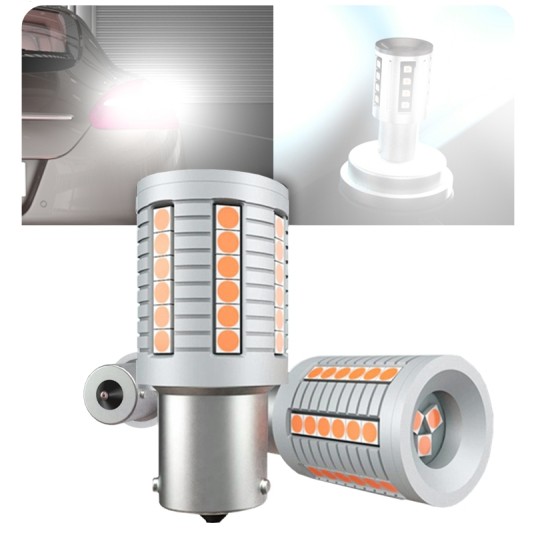Żarówka LED PY21W BAU15s CANBUS pomarańczowa migacz kierunkowskaz 45xSMD -zdjęcie numer 4