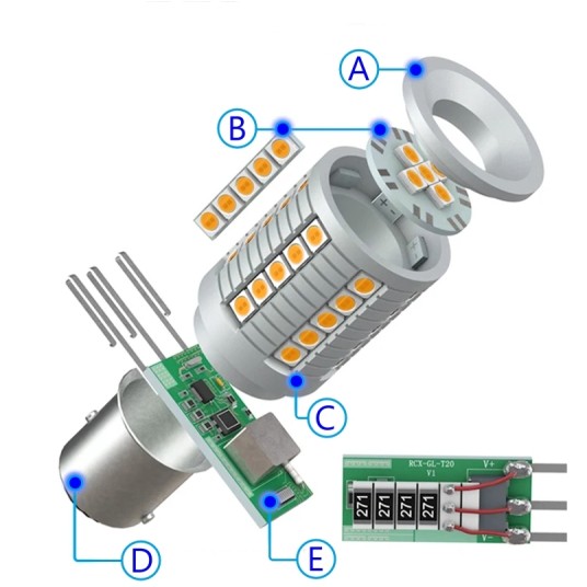 Żarówka LED PY21W BAU15s CANBUS pomarańczowa migacz kierunkowskaz 45xSMD -zdjęcie numer 6