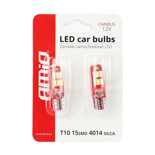 Żarówki LED CANBUS 15SMD 4014 T10e W5W SILCA White 12V AMIO-01443 -zdjęcie numer 2