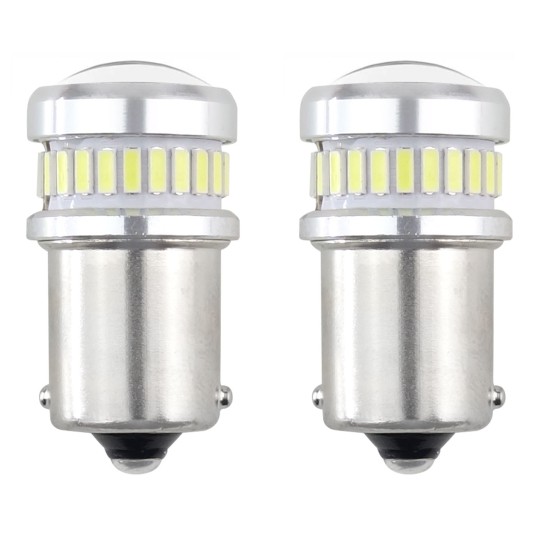 Żarówki LED CANBUS 3014 24SMD + 3030 6SMD BA15S P21W R10W R5W White 12V 24V AMIO-02448 -zdjęcie numer 1