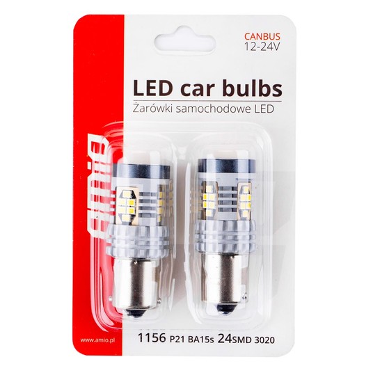 Żarówki LED CANBUS 3020 24SMD 1156 BA15S P21W R10W R5W White 12V 24V -zdjęcie numer 3