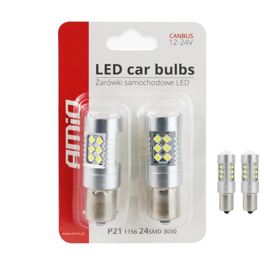 Żarówki LED CANBUS 3030 24SMD 1156 BA15S P21W Whit -photo number 1