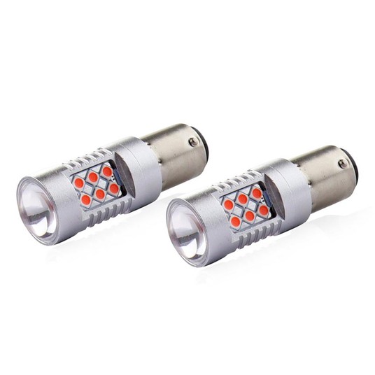 Żarówki LED CANBUS 3030 24SMD 1157 BAY15D PR21/5W Czerwona 12V/24V -zdjęcie numer 3