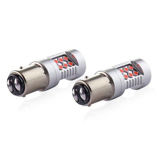 Żarówki LED CANBUS 3030 24SMD 1157 BAY15D PR21/5W Czerwona 12V/24V -zdjęcie numer 2
