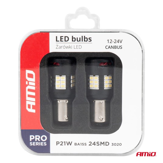 Żarówki LED CANBUS PRO series 1156 BA15S P21W R10W R5W 24x3020 SMD FAN White 12V 24V -zdjęcie numer 2