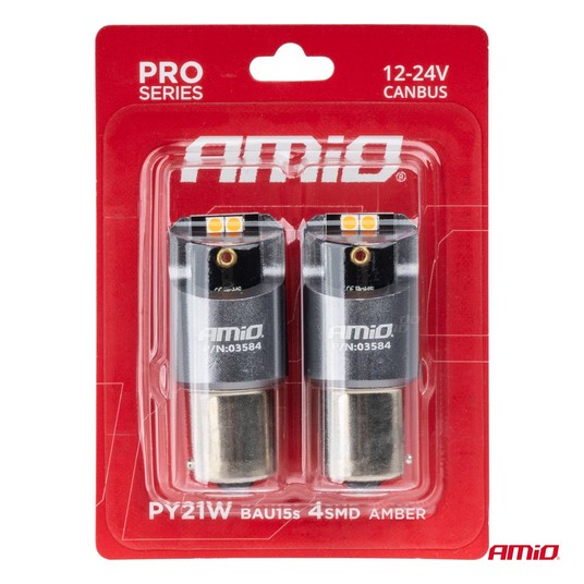 Żarówki LED FULL CAN PRO PY21W pomarańcz 12/24V -photo number 2