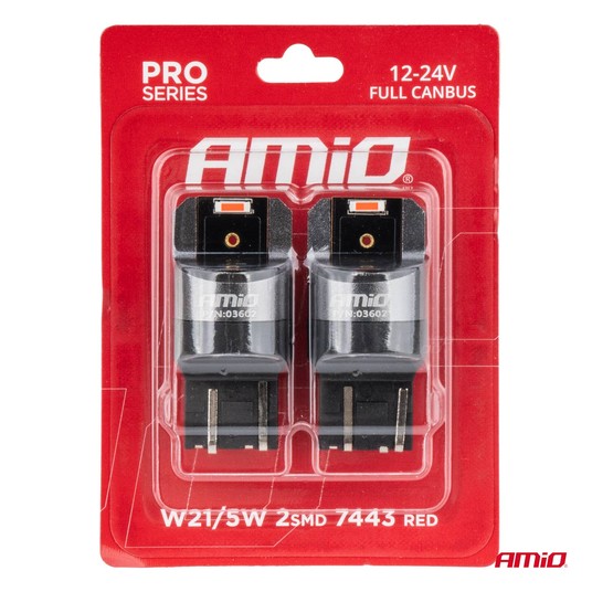 Żarówki LED FULL CAN PRO W21/5W czerwone 12/24V -photo number 2