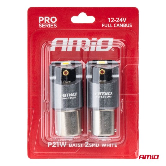 Żarówki LED FULL CANBUS PRO BA15S P21W 2x1860SMD białe 12V 24V AMIO-03593 -zdjęcie numer 2