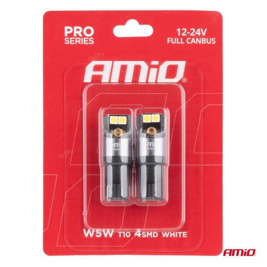 Żarówki LED FULL CANBUS PRO T10 W5W 4x3030 SMD białe 12V 24V -zdjęcie numer 2