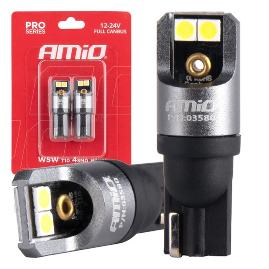 Żarówki LED FULL CANBUS PRO T10 W5W 4x3030 SMD białe 12V 24V -zdjęcie numer 1