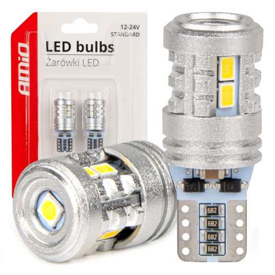 Żarówki LED STANDARD T10 W5W 6x3020 + 1x3030 SMD White 12V 24V -zdjęcie numer 1
