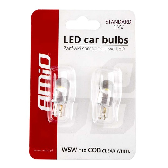 Żarówki LED STANDARD T10 W5W COB HPC 12V Clear white AMIO-02645 -zdjęcie numer 2