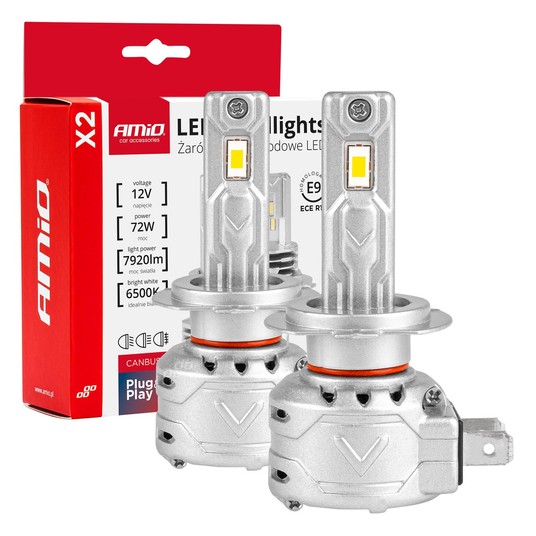 Żarówki samochodowe LED seria X2 H7 6500K Canbus AMIO-02973 -zdjęcie numer 1
