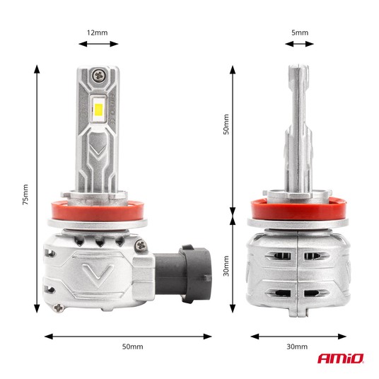 Żarówki samochodowe LED seria X2 H8 H9 H11 H16 6500K Canbus AMIO-02974 -zdjęcie numer 3
