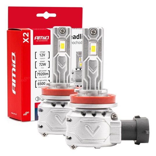 Żarówki samochodowe LED seria X2 H8 H9 H11 H16 6500K Canbus AMIO-02974 -zdjęcie numer 1