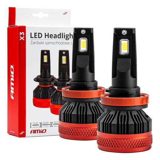 Żarówki samochodowe LED seria X3 H8 H9 H11 H16 6500K Canbus AMIO-02981 -zdjęcie numer 1