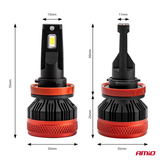 Żarówki samochodowe LED seria X3 H8 H9 H11 H16 6500K Canbus AMIO-02981 -zdjęcie numer 7