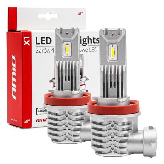 Żarówki samochodowe LED X1 Series AMiO H8 H9 H11 AMIO -zdjęcie numer 1