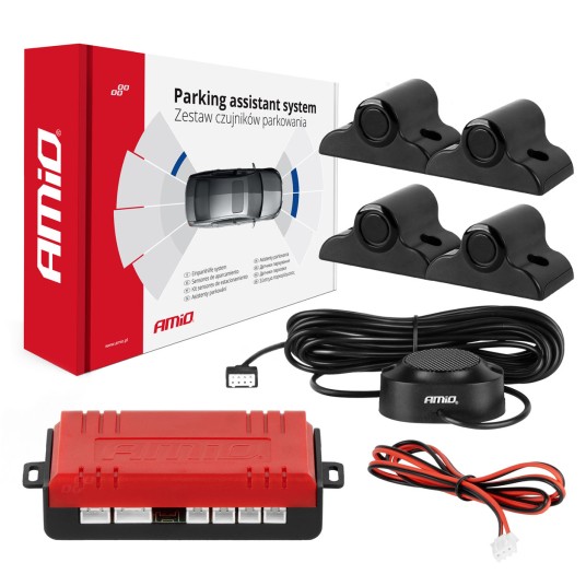 Zestaw czujników parkowania cofania Buzzer 4 sensory czarne TRUCK BUS 19 mm AMIO-02278 -zdjęcie numer 1