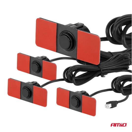 Zestaw czujników parkowania cofania Buzzer 4 sensory czarne wewnętrzne 16,5 mm AMIO-02253 -zdjęcie numer 4
