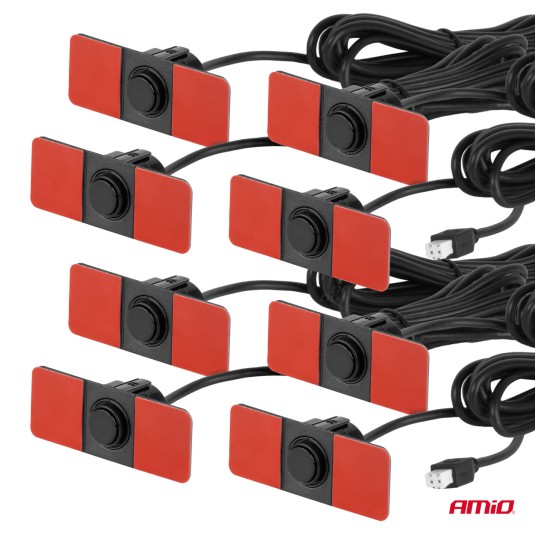 Zestaw czujników parkowania cofania Buzzer 8 sensorów czarne wewnętrzne 16,5 mm AMIO-02254 -zdjęcie numer 4