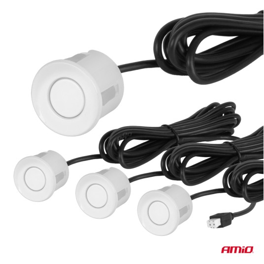 Zestaw czujników parkowania cofania LED 4 sensory białe AMIO-01566 -zdjęcie numer 4