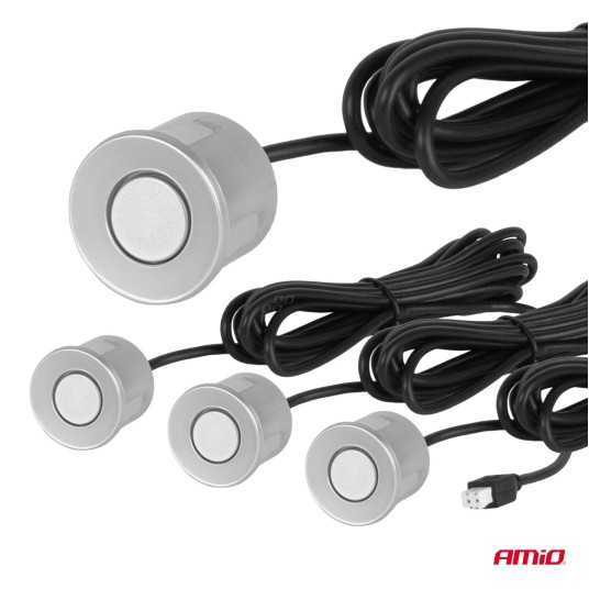 Zestaw czujników parkowania cofania LED COB 4 sensory srebrne AMIO-02282 -zdjęcie numer 4