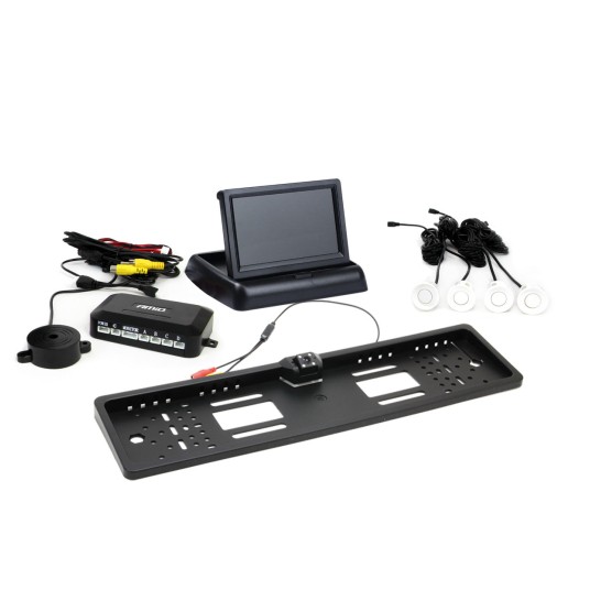 Zestaw czujników parkowania TFT02 4,3 z kamerą HD-402-LED 4 sensory białe -zdjęcie numer 1
