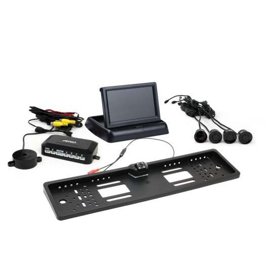 Zestaw czujników parkowania TFT02 4,3" z kamerą HD-402-LED 4 sensory czarne -zdjęcie numer 1