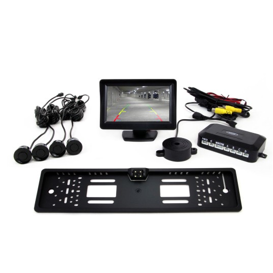 Zestaw czujników TFT01 4,3" z kamerą CAM-402 LED 4 sensory czarne -zdjęcie numer 1