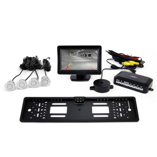 Zestaw czujników TFT01 4,3" z kamerą CAM-402 LED 4 sensory srebrne -zdjęcie numer 1