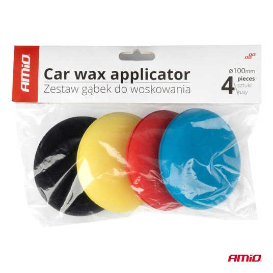Zestaw gąbek do woskowania polerowania 4 szt. 100 mm AMIO-03713 -zdjęcie numer 2