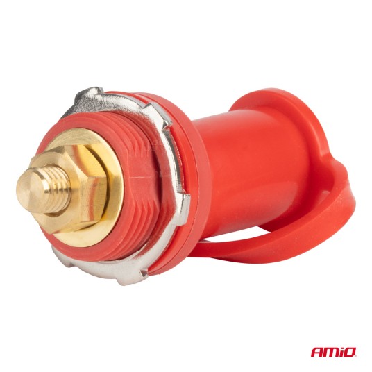 Złącze zasilania akumulatora czerwone plus z zaślepką 3/8 M10 12V 24V 48V 250A AMIO-03814 -zdjęcie numer 4