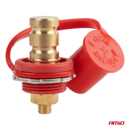 Złącze zasilania akumulatora czerwone plus z zaślepką 3/8 M10 12V 24V 48V 250A AMIO-03814 -zdjęcie numer 3