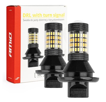 2w1 Światła do jazdy dziennej LED z kierunkowskazem PY21W AMIO-02451