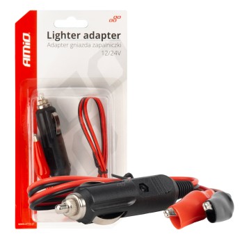 Adapter gniazda zapalniczki z wyjściem na krokodylki 12V 24V 60cm AMIO-03802