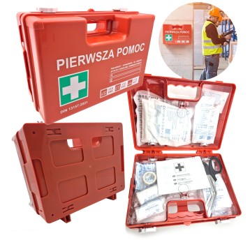 APTECZKA PRZEMYSŁOWA ŚREDNIA DIN 13157 Apteczka Pierwszej Pomocy Walizka z Uchwytem na Ścianę
