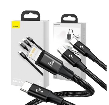 BASEUS Multikabel USB-C 3w1 Typ CZARNY 20W 150 cm